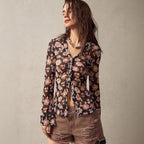 Women's Summer Printed Shirt Women Slim Fit Slimming Retro Office Vacation Top