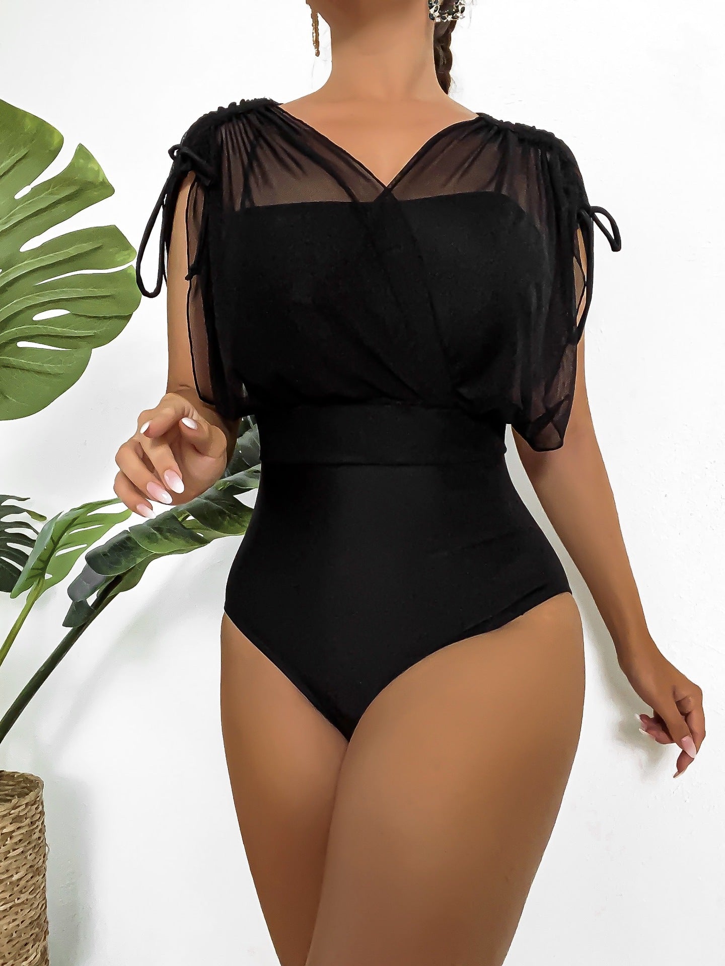 Solid Color One-piece Swimwear