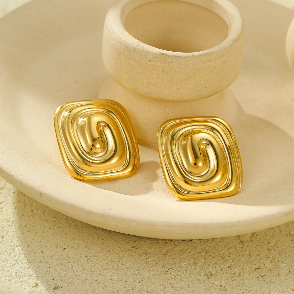 Women's Gold Spiral Stainless Steel Earrings