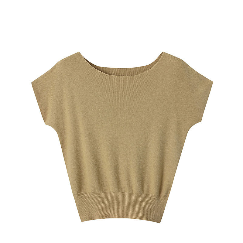 Women's Raglan Sleeve Short Sleeved Sweater Bottoming Shirt Early