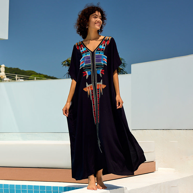 Rayon Embroidered Cover Up Swimwear