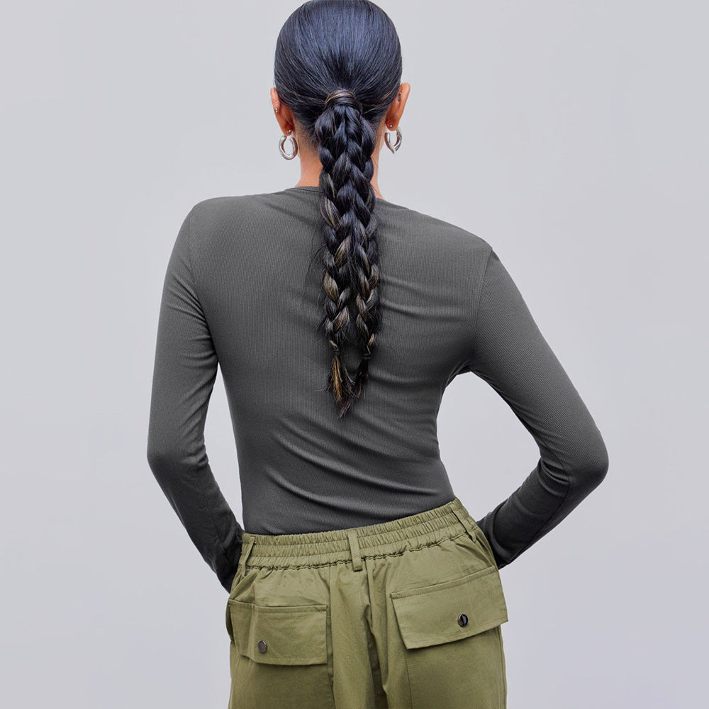 Simple Long Sleeve Bottoming Jumpsuit