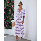Women's Spring Summer Lace Tie Dye Loose Dress Home Casual Dress