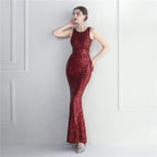 Women's Bare Back Beaded Sequin Embroidery Stage Concert Cocktail Dress