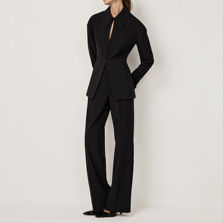 Collared Jacket & Casual Pants Set