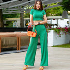 Women's Short Sleeved Women's Cropped T-Shirt Summer Trousers Women's