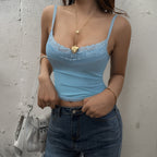 Women Clothing Summer Sexy Lace Solid Color Spaghetti Strap