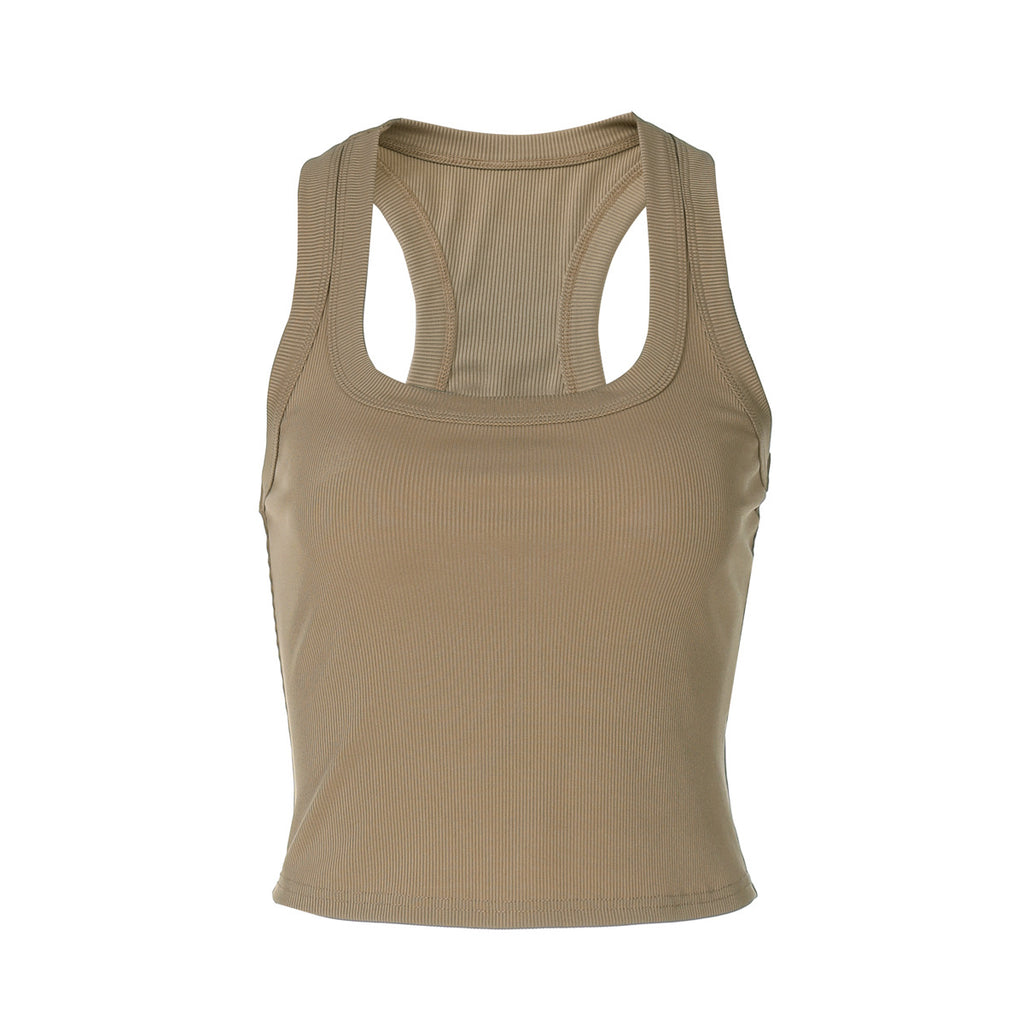 Women Clothing Summer Sexy U Collar Solid Color Slim Fit I Shape Cropped Vest For Women