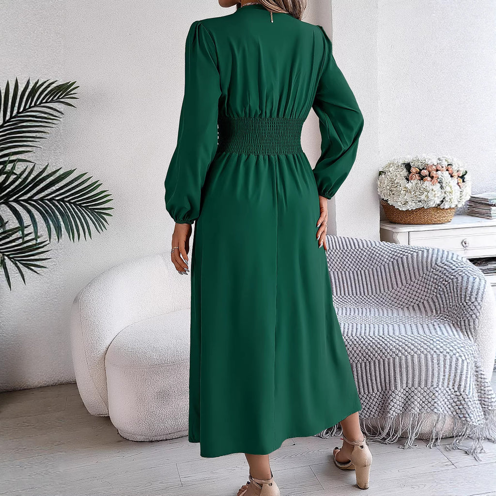 Women's Smocked V-Neck Maxi Dress