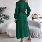 Women's Smocked V-Neck Maxi Dress