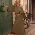 High-Waist Long Skirt & Top Set