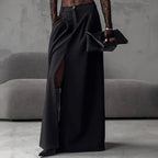 Black Pleated A-Line Skirt