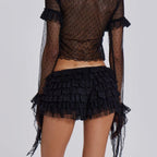 Beach Pants Ruffled Wave Solid Color Lolita Low Skirt