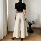 Minimalist Skinny A line High Waist Small Wide Leg Pants Large Swing Slimming Light Luxury Loose Casual Pants