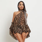Women Clothing Summer Sexy Printed off Shoulder Long Sleeve