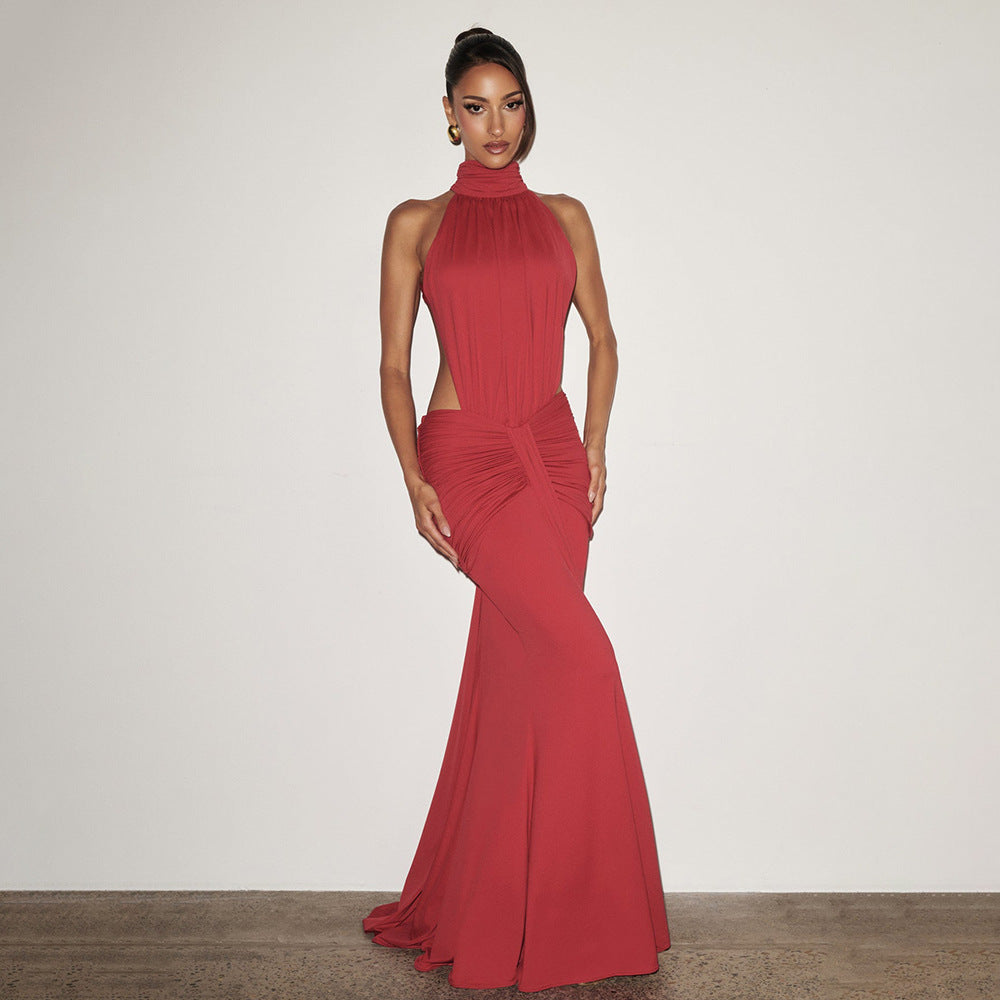 Women's Backless Halter Dress