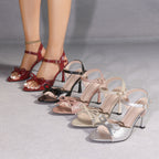 Women's Bow Ankle-Strap Stiletto Sandals