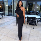 Women's Halter 3D Backless Split Maxi Dress