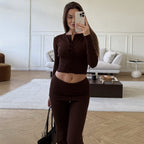 Knit Top & Bootcut Pants Set