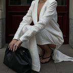 Cotton V Neck Long Sleeve Side Slit