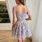 Women's 3d Floral Embroidered Lace Cami Mini Dress