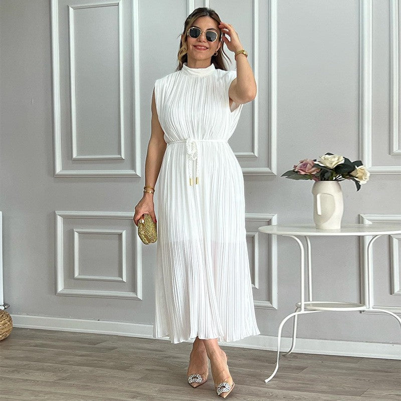 Lace-Up Turtleneck Midi Dress
