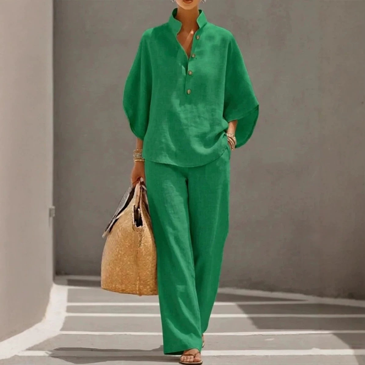 Women's Casual Shirt & Trousers Two-Piece Set