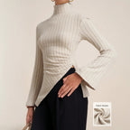 Women's Asymmetric High-Neck Long-Sleeve Top