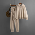 Polo Collar Sweater Suit Autumn Winter Loose Casual Knitted Two-Piece Set
