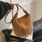 Women's U-Shaped Woven Crossbody Straw Bag