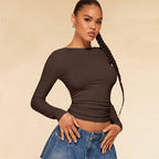T Shirt Backless Design Short Top Women