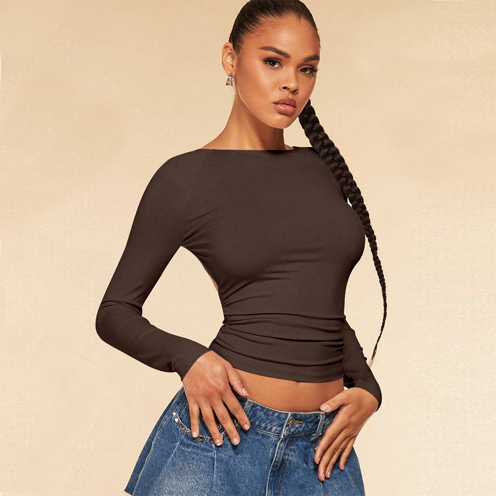 T Shirt Backless Design Short Top Women