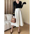 Women's Sinan French Paperman Early Autumn Fashionable Polo Large V Neck Slim Bottoming Shirt