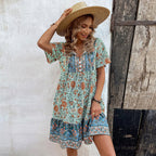 Women’s V-Neck Printed Hem Holiday Dress
