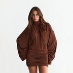 Women's Backless Pleated Mini Dress