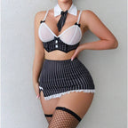 Supply Sexy Striped Bow Ultra Short Secretary Uniform Sexy Lingerie