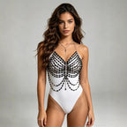 Women's Metal Chain Statement Halter Top