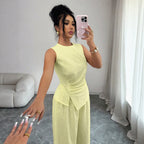 Loose Slim Fit Trendy Thin Looking Western Casual Adult Lady like Woman Short Women Wear Set