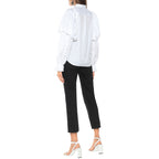 Women's Shirt Women Long Sleeve Lantern Sleeve Women Shirt White Stand Collar