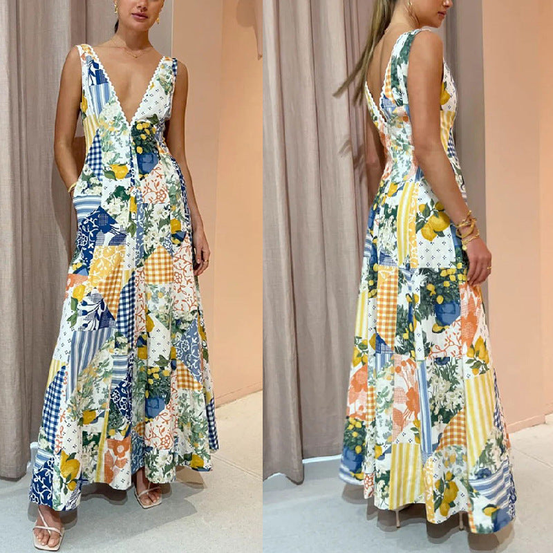 Women's Sleeveless V-neck Dress
