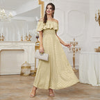 Off-Shoulder High Waist Printed Dress
