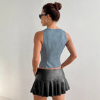 Women's Clothing Summer Lace Up Slim Fit Top