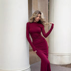 Women's Long-Sleeve Sheath Maxi Dress