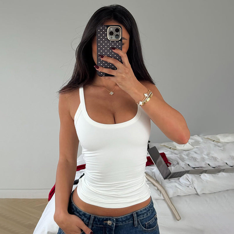 Women's 's Solid Color Slim Sports Sling Small Tank Top