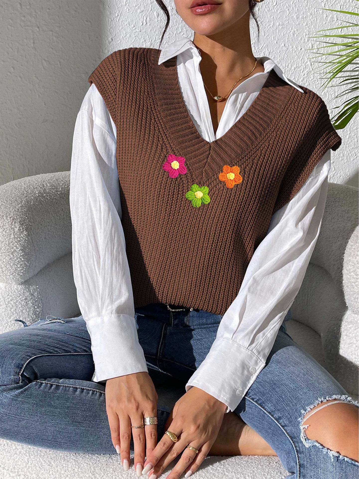 Brown Rose Green Orange Flower