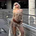 Women's Ruffle Off-Shoulder Long Sleeve Mini Dress