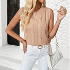 Gentle Retro round Neck Twisted SL Solid Color Sweater Vest