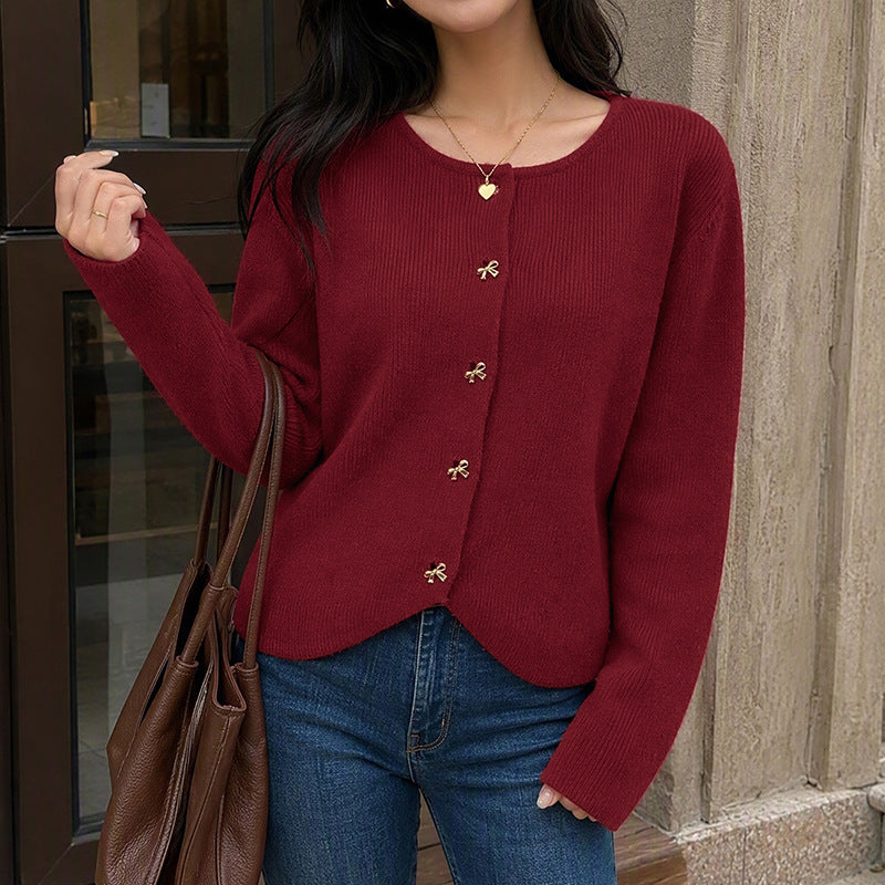 Women's Metal-Buckle Knit Cardigan