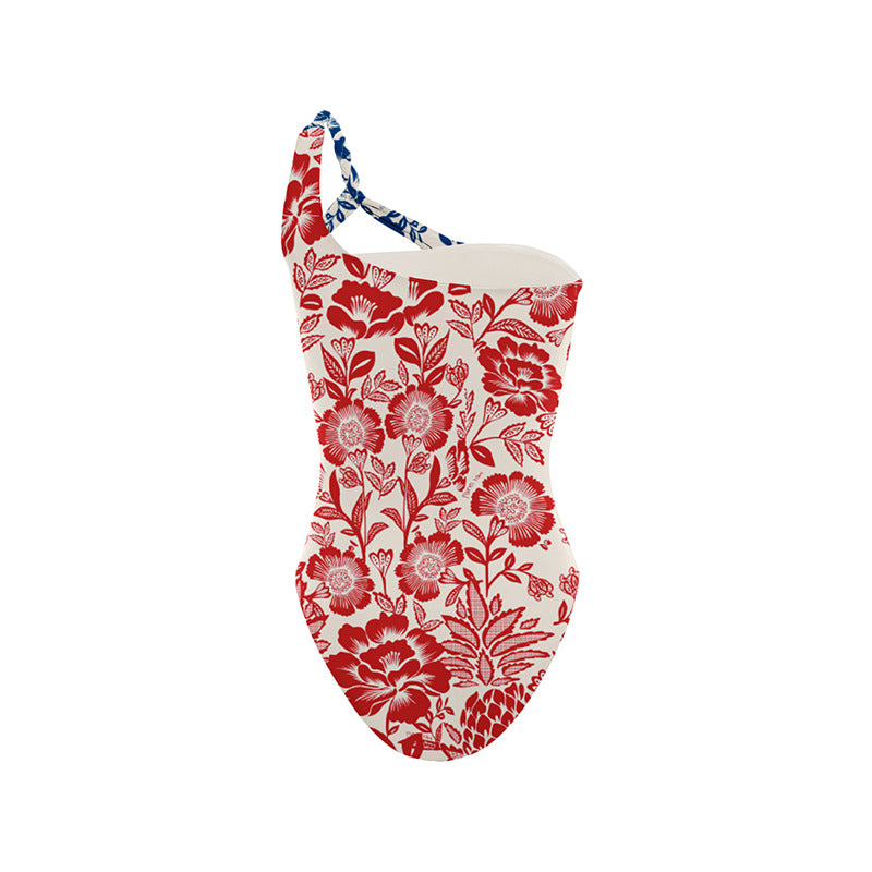 Printed Hollow One-piece Swimwear