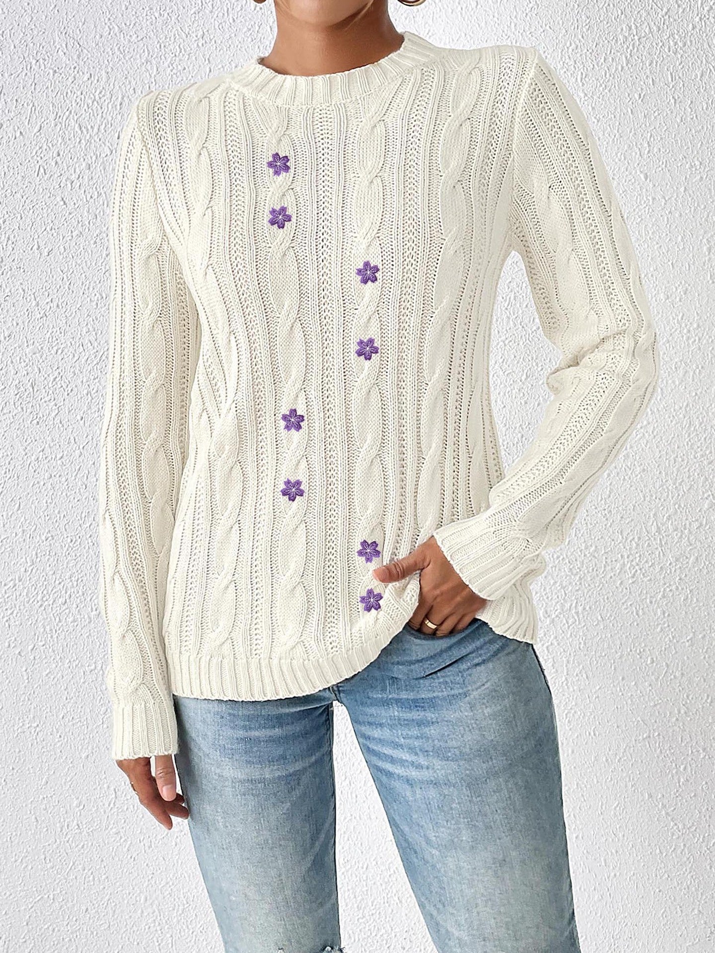 White 8 Purple Flower Stickers